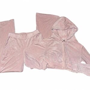 Women's Pink Velour Hoodie and Pants Set